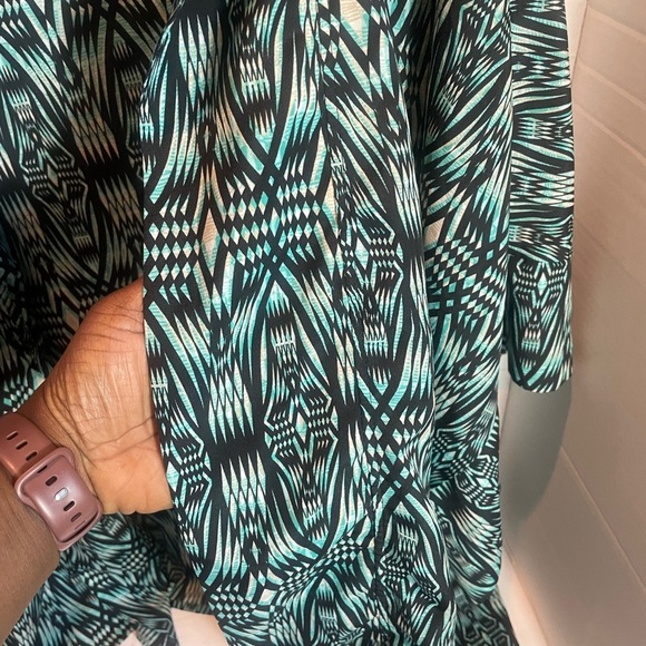 Unique Spectrum Plus Size Multicolor Geometric Print Open Front Cardigan Size 3X - Picture 9 of 12